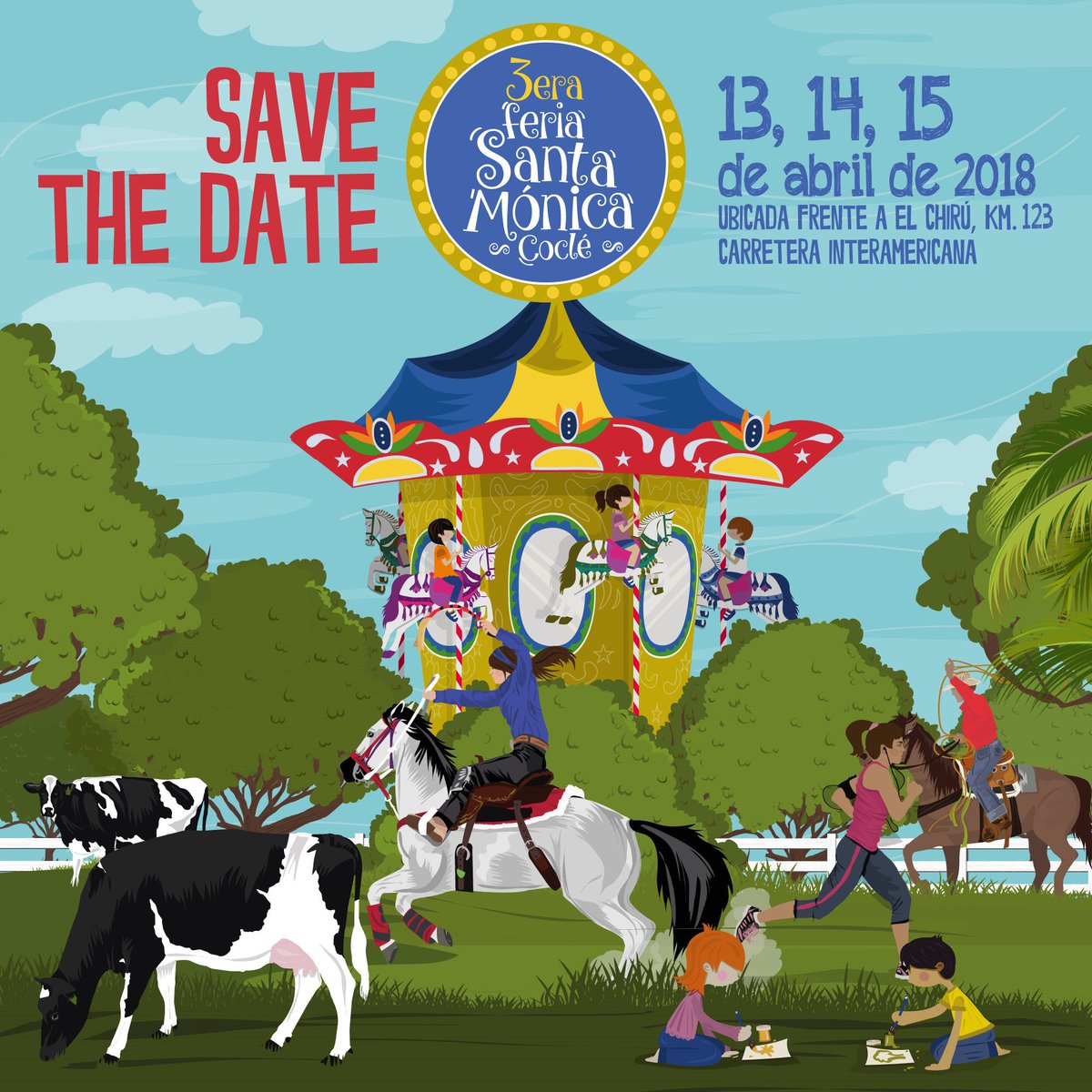 La 3era Feria Santa Mónica de Coclé se realizará el 13, 14 y 15 de abril de 2018, dentro del calendario de verano de todas las ferias nacionales. ¡No te puedes perder esta gran feria familiar! #feriadecocle