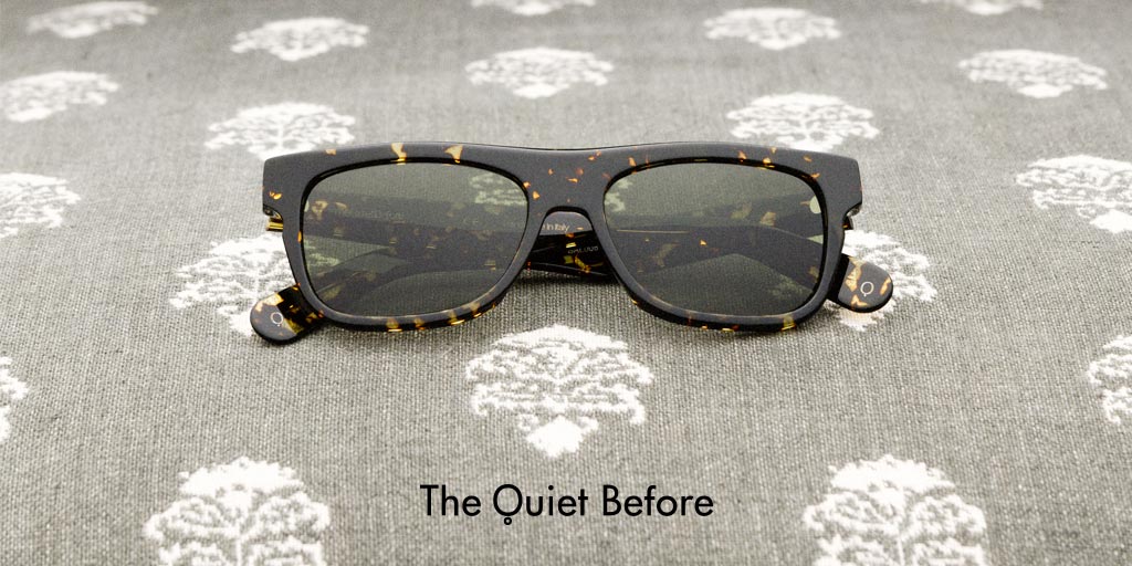 Bold as Love: handmade in brown tortoise Italian acetate with grey-green Zeiss lenses, pictured on a linen fabric inspired by the Battle of the Atlantic 50th anniversary regimental tie.
Suit up!
#thequietbefore #sunglasses #regimental
