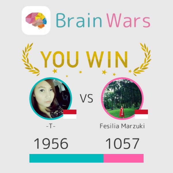 estianarusmana's tweet photo. I challenged Fesilia Marzuki and won:) Let's have a match against Fesilia Marzuki. #BrainWars https://t.co/VUnpfZapZm https://t.co/rdyqIFrVqF