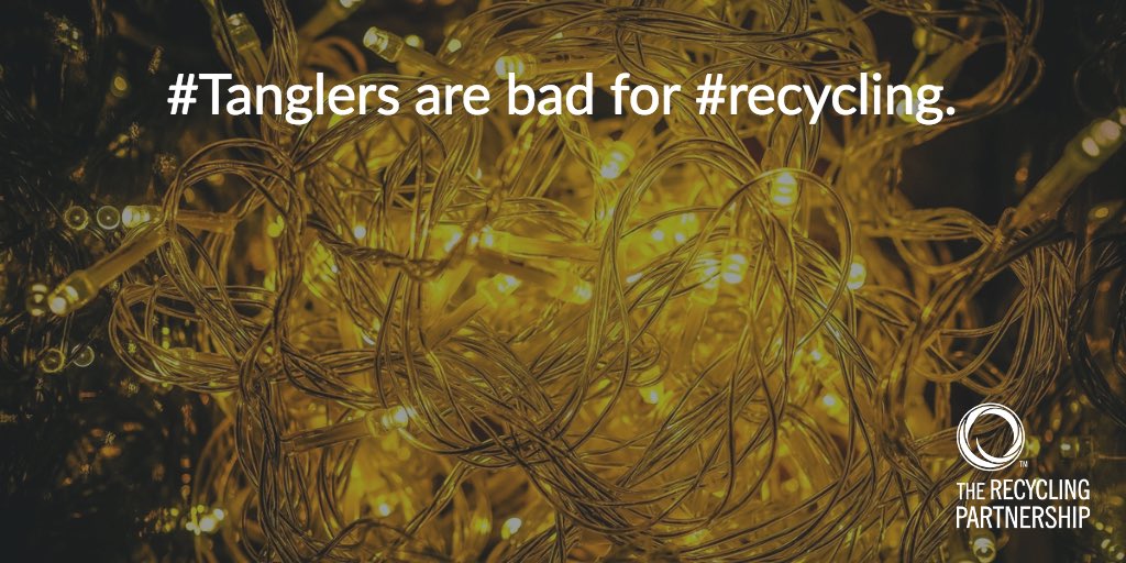 Raleigh_Water's tweet photo. 'Twas the week before Christmas, light strings went dark, fix them or toss them, but not in your cart. #Tanglers are bad for #recycling. https://t.co/ewNFSmqgEb