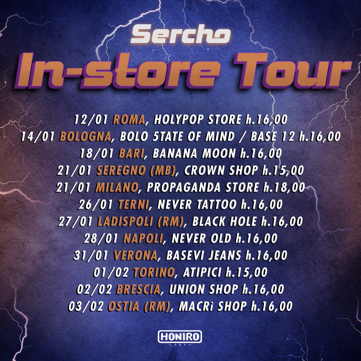JamesHoniro's tweet photo. Ecco gli in-store di #Sercho 🔥 
#TemporaleInStoreTour 🤘 https://t.co/5DiK0aMuPJ