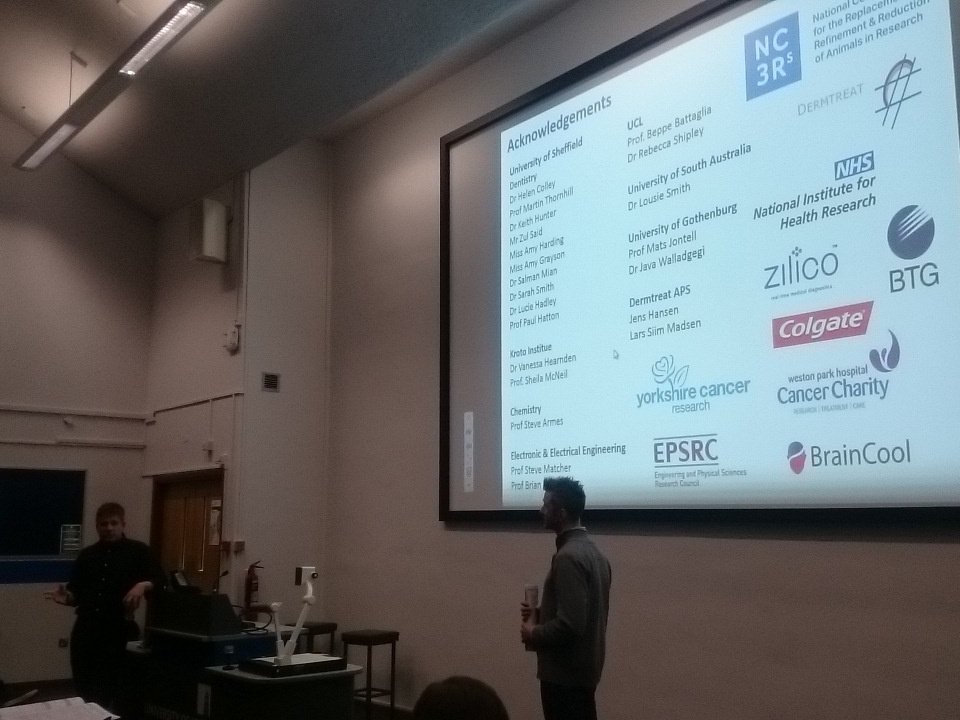 DrHearnden's tweet photo. Great keynote from Dr Craig Murdoch. "Cheeky tissue engineered oral mucosa" #biteg2017 https://t.co/C9VbHN3MsP