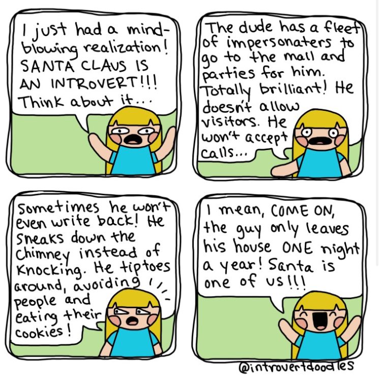 IntrovertDoodle's tweet photo. I still stand by my theory. From my book, Introvert Doodles. #introvert #santa #christmas https://t.co/WYgDJl8Mc1