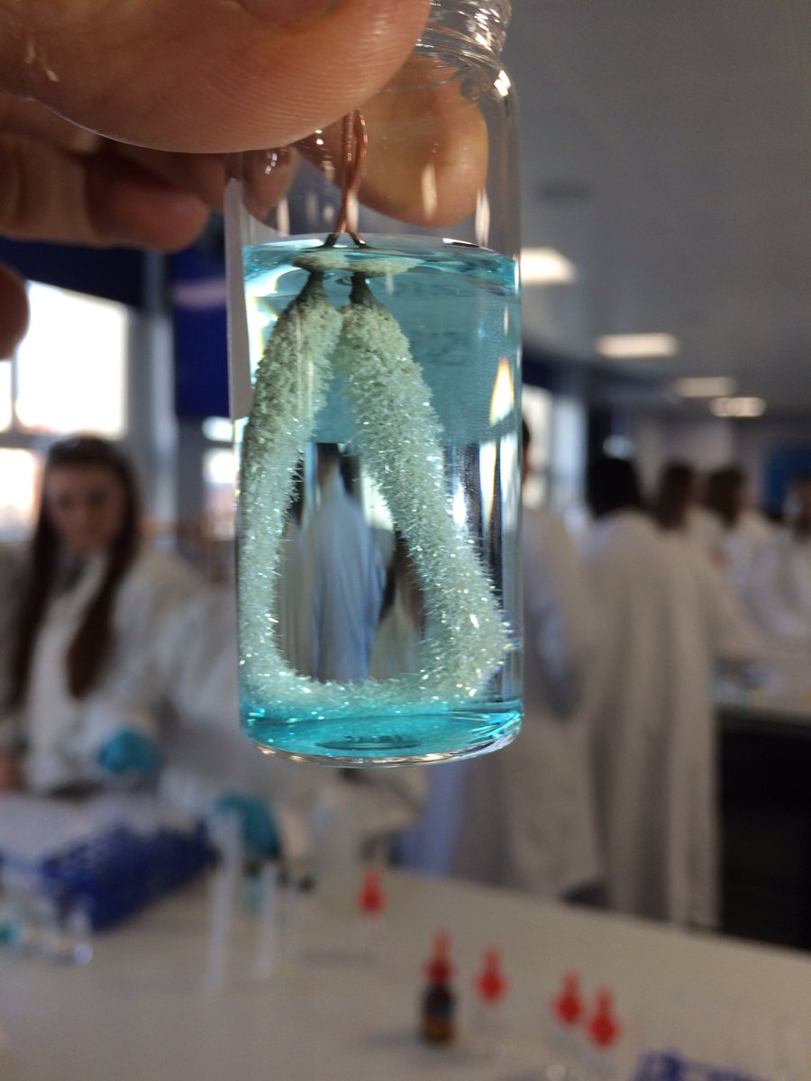 LJMUAbsChem's tweet photo. Oh chemistree! Oh chemistree! How sparkly are your branches? Can you explain how the silver trees form - and why the solution goes blue? @BGreenIntSchool @BGIS_Science @All_Saints_CHS @AllSaintScience #ljmucfa https://t.co/lOD93YBN5H