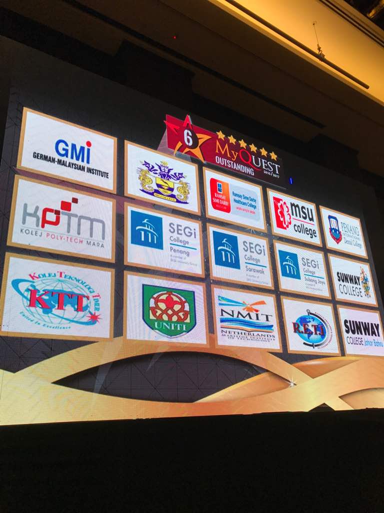 Malaysian Quality Evaluation System for Private Colleges (MyQUEST) 2016/17 result. LOCAL PRIVATE COLLEGES have improved, said Higher Education Minister DS@idrisjusoh today.

15 colleges achieved 6 stars (2014/15: 9); 63 rated 5 stars 
(2014/15: 52)
