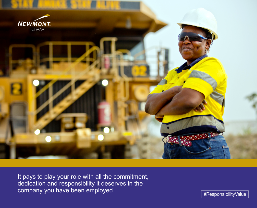 Newmont_Africa's tweet photo. It pays to play your role with all the commitment, dedication and responsibility it deserves in the company you have been employed. #ResponsibilityValue https://t.co/taV0MuqcT5