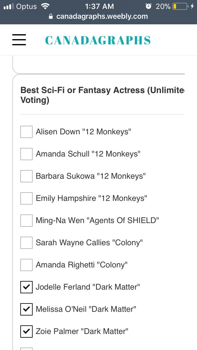 lifeSucks4e's tweet image. Hey #TeamRaza ! Let’s rocks ! Vote for @dark_matterTV @DarkMatterFTL 
#android @ZoiePalmer 
#2boss @Mel13Oneil 
#thr33 @ranthonylemke 
#5ive @jodellemicah 
#6ix @therogercross 

canadagraphs.weebly.com/best-of-tv-awa…