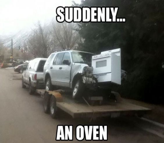 SmackInnovation's tweet photo. Stay alert while driving... ovens can come out of nowhere.  #ovens #stayalertwhiledriving https://t.co/SIDcBUbGKz