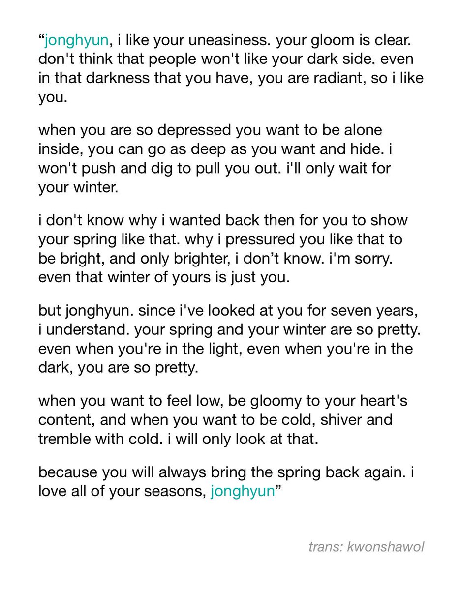 kibumduck's tweet photo. a shawol’s comment on jonghyun’s instagram from 2015, something i hold close to my heart. he brought it up on blue night on 170316

your seasons were beautiful. thank you for everything https://t.co/61Wl3uGyfJ
