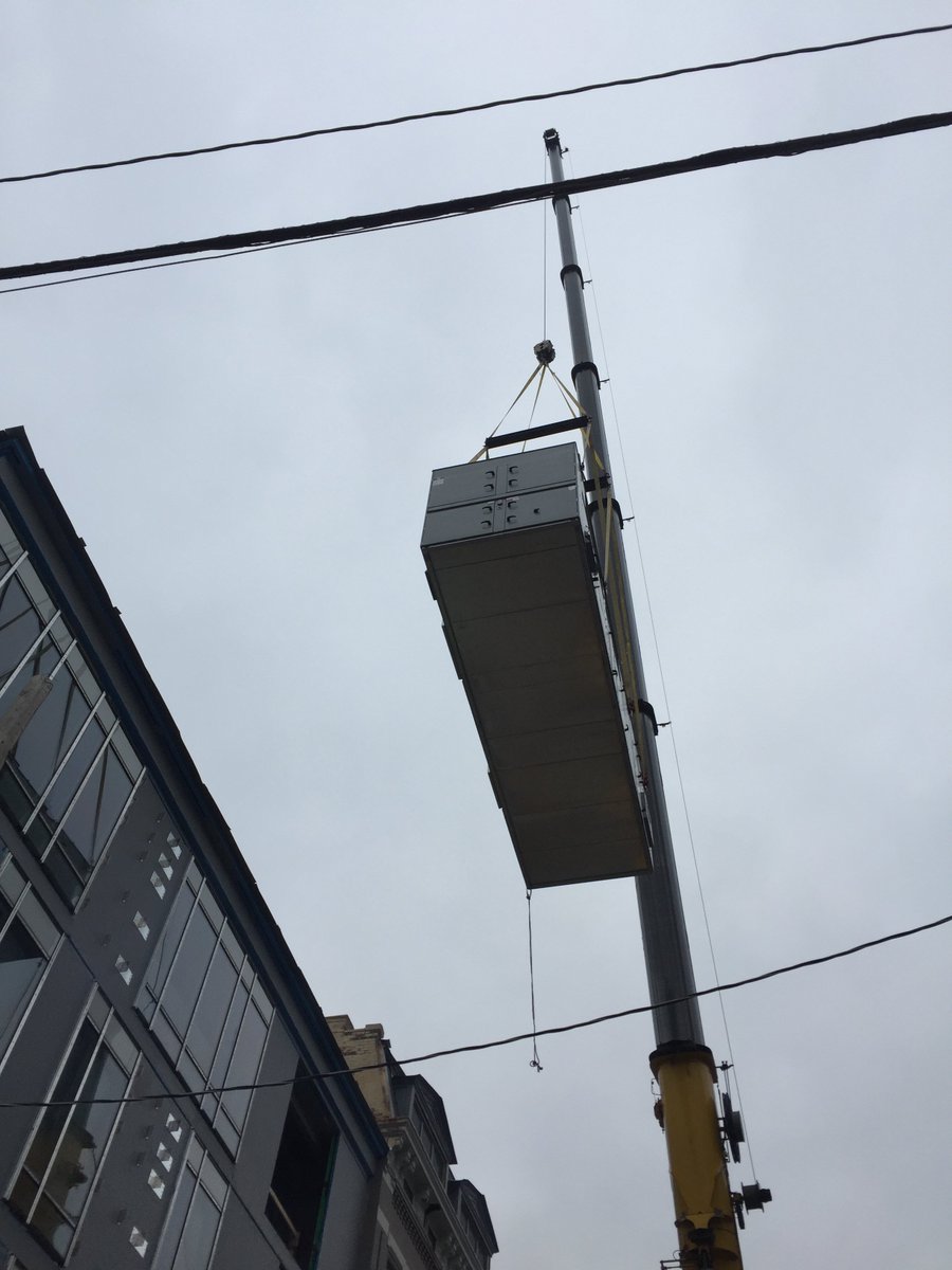 SureMechanical's tweet photo. We've hit a huge project milestone on the 15th &amp; Vine Mixed-Use Facility with the installation of the make-up air unit (MAU) and variable refrigerant condensing units (VRF)! #3CDC #TriversityConstruction https://t.co/FjAcaccAkz