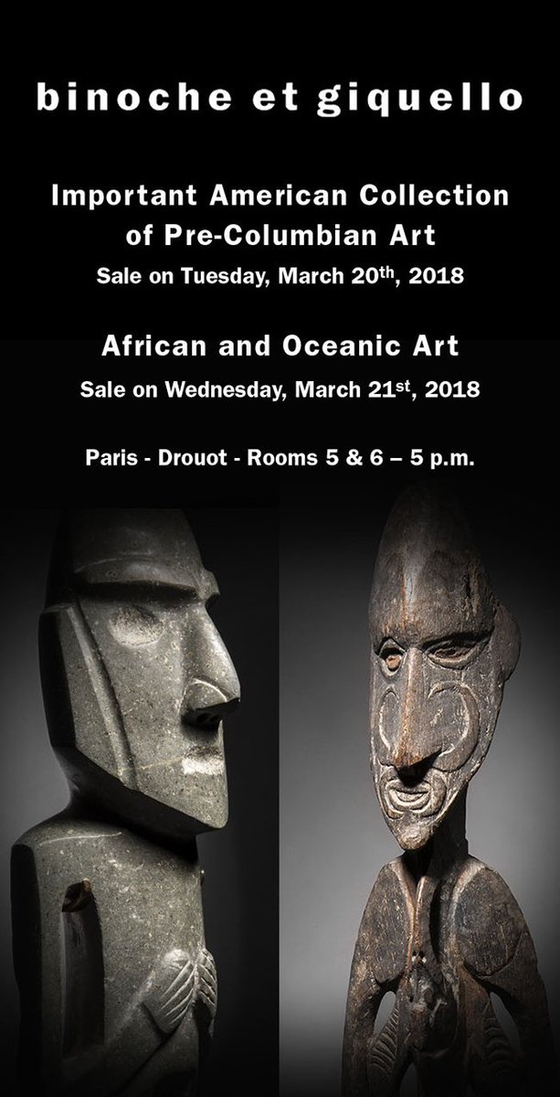 TribalArtMag's tweet photo. Binoche et Giquello : Important Tribal Art Auctions on March 20 &amp; 21st #Precolumbianart #africanart #oceanicart #PatrickCaput #BernardDulon #JacquesBlazy https://t.co/V4A2kwshHO https://t.co/NK4hVm0SVR