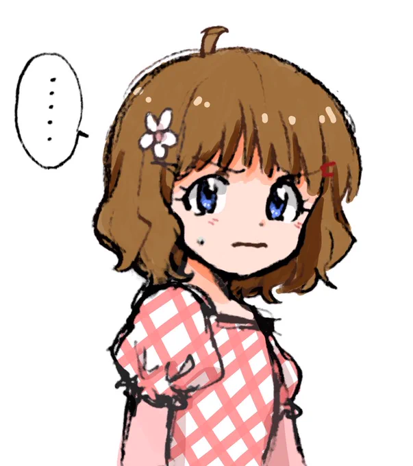 資料見る前に描いた桃子ちゃん
(この人なんなの…お兄ちゃん早く帰ってきてよも～…)って顔です 