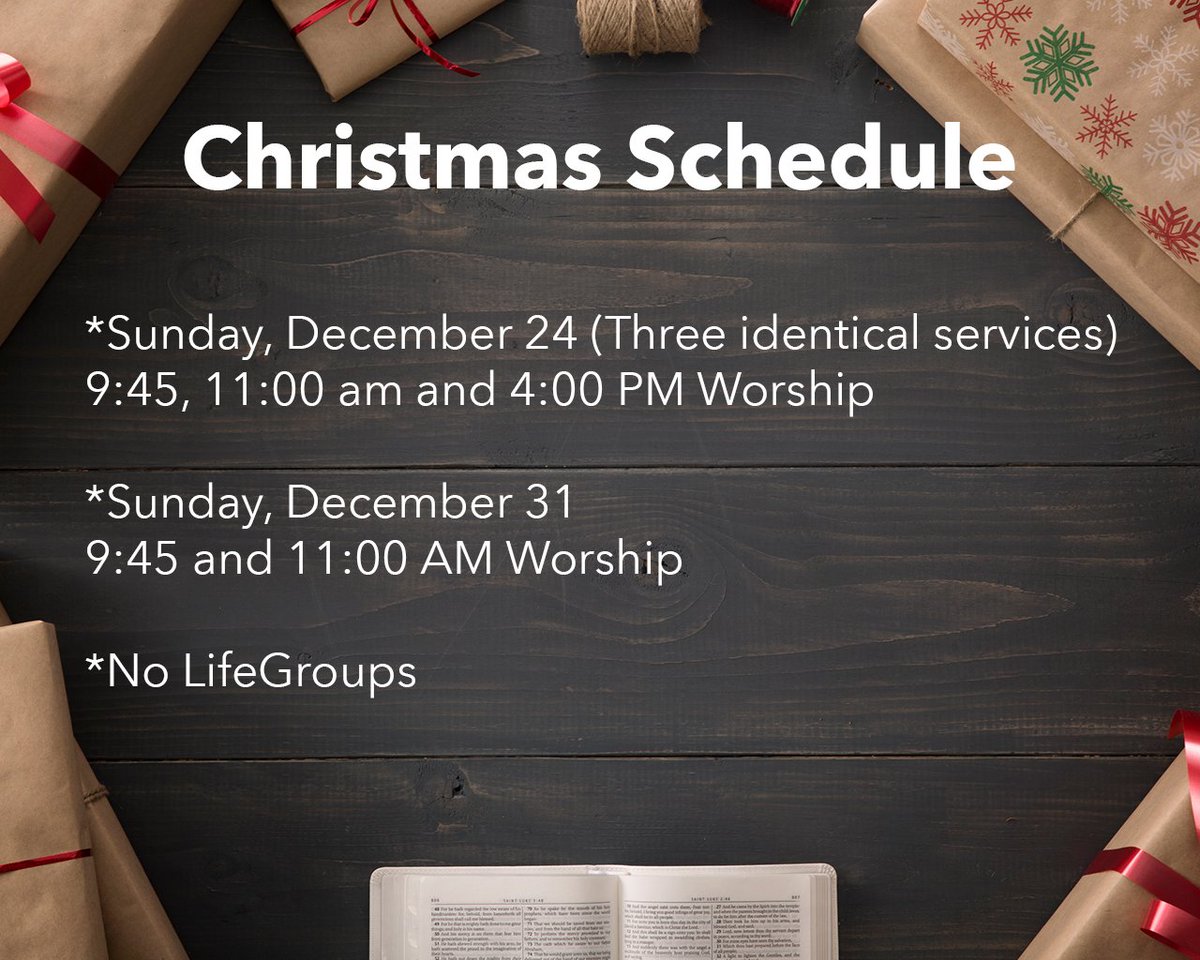 Christmas Eve Services 9:45, 11 am and 4pm - All services identical!