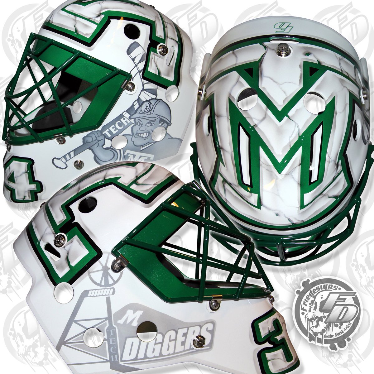 Friedesigns's tweet photo. Latest mask for @dcrathgeber of the @MTechHockey #friedesigns https://t.co/sGLdH2tYDx