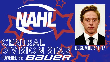 NAHLHockey's tweet image. #NAHL @BauerHockey Central Division Star of the Week for December 11-17: Isaac Kobienia, forward, @mnwilderness nahl.com/news/story.cfm…