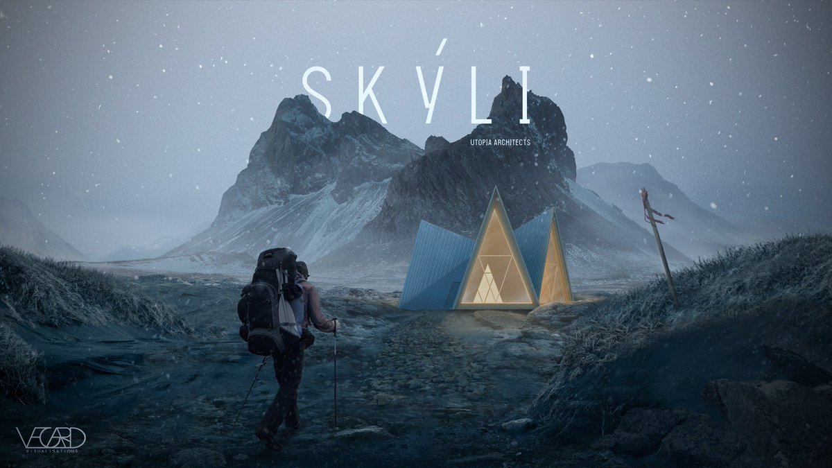 elvegardo's tweet photo. CRYSTAL! New visualization of the beautiful "Skýli" designed by @Utopia_ark Only photoshop used! Render supplied from Utopias website! Please do take a look at my behance for the full project post! https://t.co/TvaPvG436n https://t.co/ImFuskGYt1
