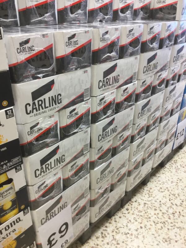 PowerforceMC29's tweet photo. Plenty of Carling on sale at a great price at Tesco, Wellington, Telford. #COPintoXmas #wallofCarling https://t.co/FwMn9NlDRE