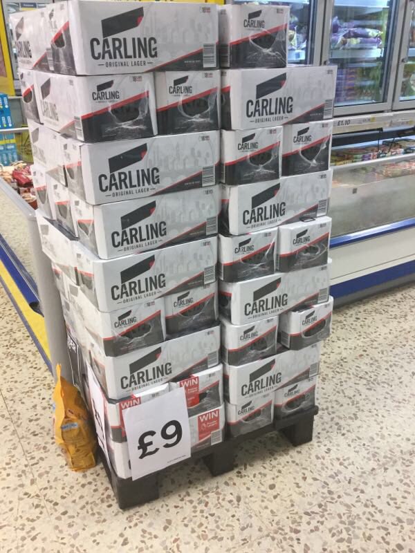 PowerforceMC29's tweet photo. Plenty of Carling on sale at a great price at Tesco, Wellington, Telford. #COPintoXmas #wallofCarling https://t.co/FwMn9NlDRE