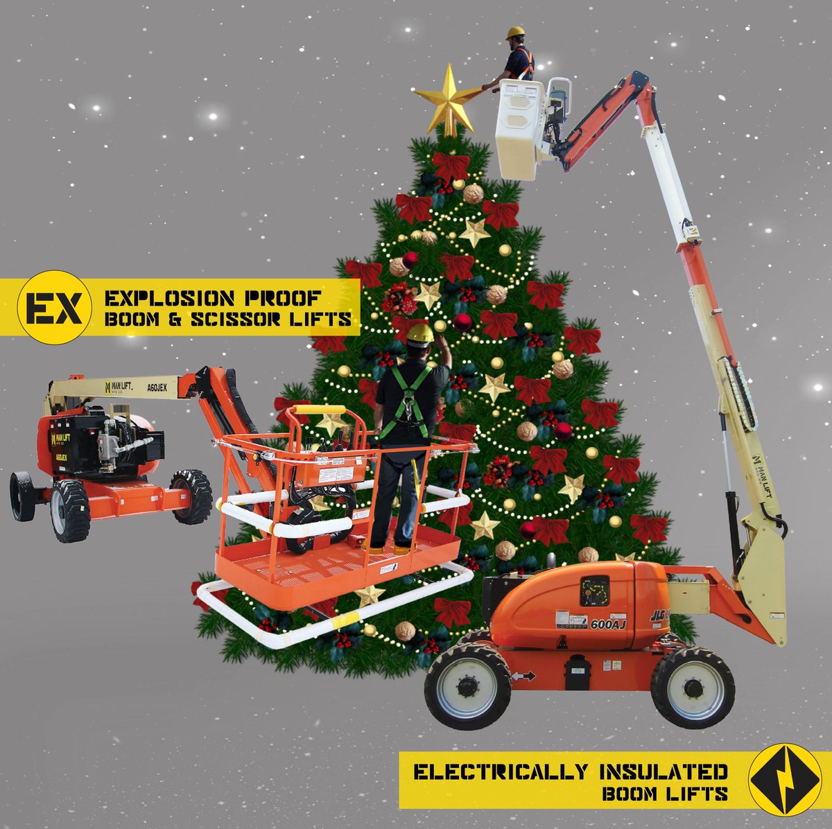 ManLiftUSA's tweet photo. This is how we decorate! How we celebrate: 5% or $5,000 OFF any orders placed this month!! Contact our sales team! https://t.co/5CRgVpI6YF