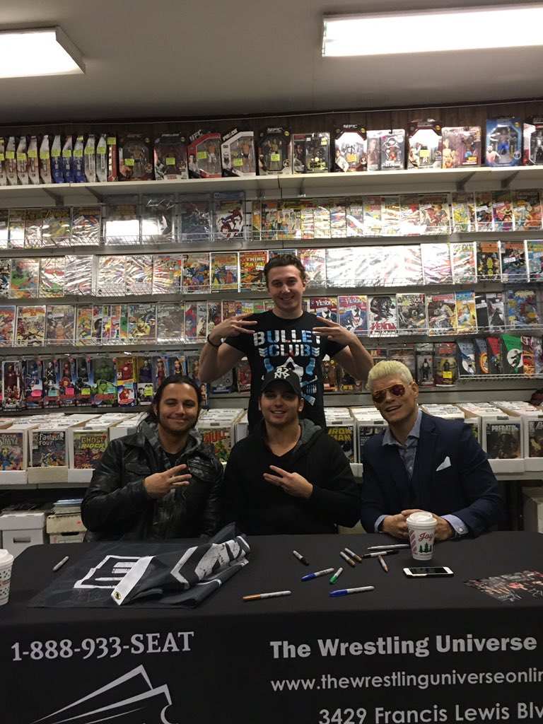 BrandonCastaldi's tweet image. Definitely an awesome moment. I got to meet the @MattJackson13 @NickJacksonYB and @CodyRhodes and they were so nice. And they handed out donuts for everyone which was very nice of them, they didn't have to do that but they did anyways! Thank you so much for this