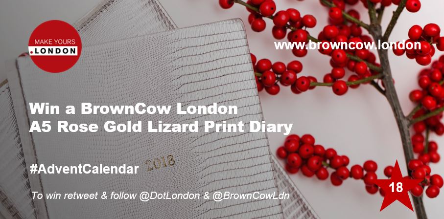 Day 18 #AdventCalendar! RT &amp; follow to #win a stylish <a href="/BrownCowLdn/">BrownCow</a> A5 Rose Gold Lizard Print 2018 #diary. browncow.london #DotLondon