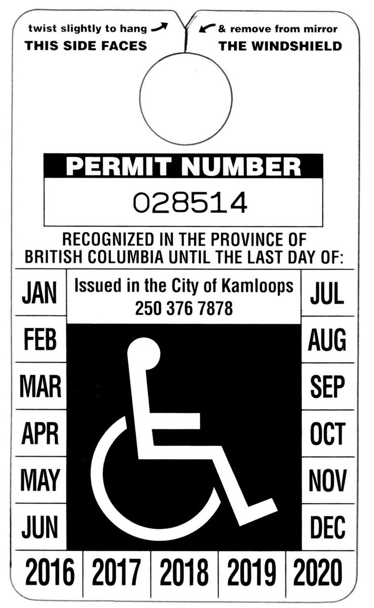 Last week before holidays to get your Disabled Parking Pass Renewed. Call 250-376-7878 or come into office. 182b Tranquille Road.