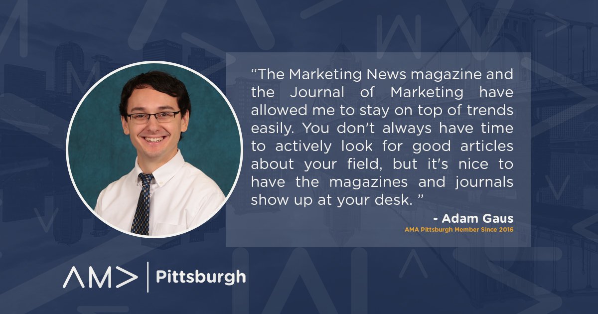 AMA_PGH's tweet photo. Receive FREE publications on the latest #marketing news and #trends when you join #AMAPGH! Learn more: https://t.co/rjAv0HKx0z #JoinAMA #marketingtrends https://t.co/mBHpY7TqdQ