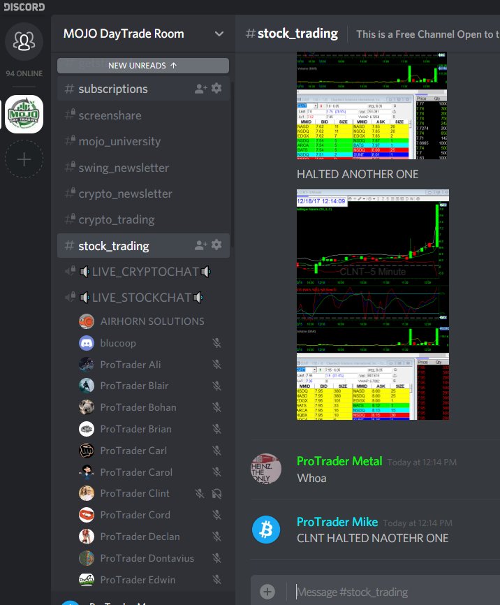 ProTrader_Mike's tweet photo. $CLNT the #KINGOFHALTS unreal HALTED!!! https://t.co/lyQQiPNAo4