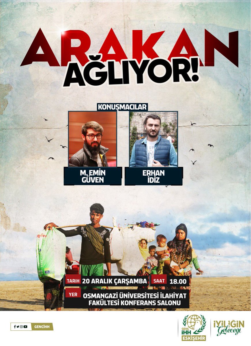 Çarşamba günü inşallah Eskişehir Osmangazi Üniversitesi’nde <a href="/idizerhan/">Erhan İdiz</a> ile birlikte Arakan’da yaşanan zulmü konuşacağız.