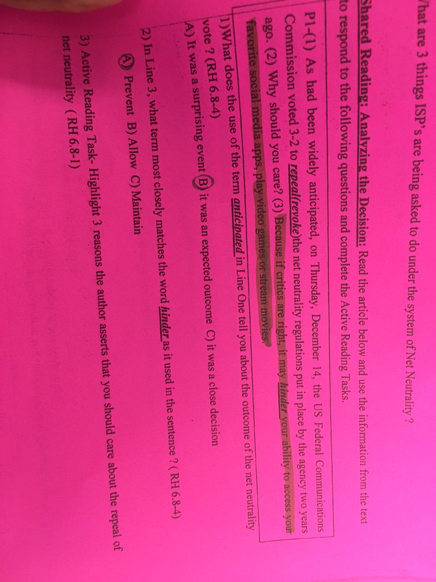 baba_olumiji's tweet photo. Today in SS 8th Grade Ss are #closelyreading and answering #textdependent questions to understand the issue of #netneutrality #closing2017💪🏿 https://t.co/gDdi4JoY3b