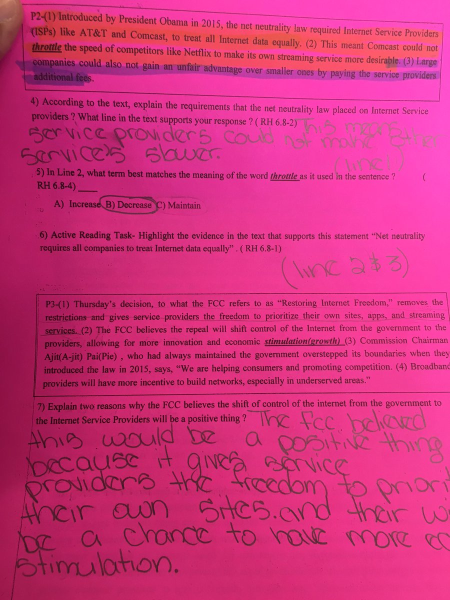 baba_olumiji's tweet photo. Today in SS 8th Grade Ss are #closelyreading and answering #textdependent questions to understand the issue of #netneutrality #closing2017💪🏿 https://t.co/gDdi4JoY3b