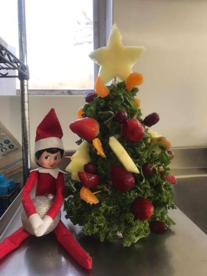 NickyJoiner's tweet photo. Fruit Christmas tree made by the catering staff at St Joseph's primary! @EastRenCouncil @scotmeals @AitkenLorna @BEBLScot #fruittastic https://t.co/SRbgPaw6wm