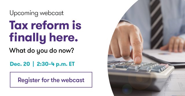 DLippuner's tweet photo. Stay in tune with the latest #taxreform developments that may impact your company. Sign up for @GrantThorntonUS' 12/20 #CPE webcast >> https://t.co/v0uv4dedBQ https://t.co/qQPhQIWKL1