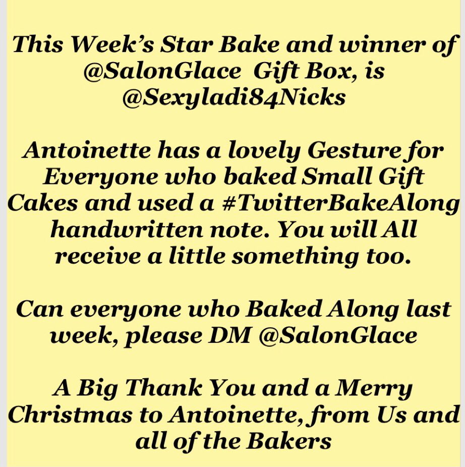 Rob_C_Allen's tweet photo. Our Star Bake from #GiftCakes has been chosen by @SalonGlace and the #StarBaker is @Sexyladi84Nicks  Thank you to All of the #TwitterBakeAlong bakers and to Antoinette for donating the prize and her kind gesture. https://t.co/d4u4pH2Sp8