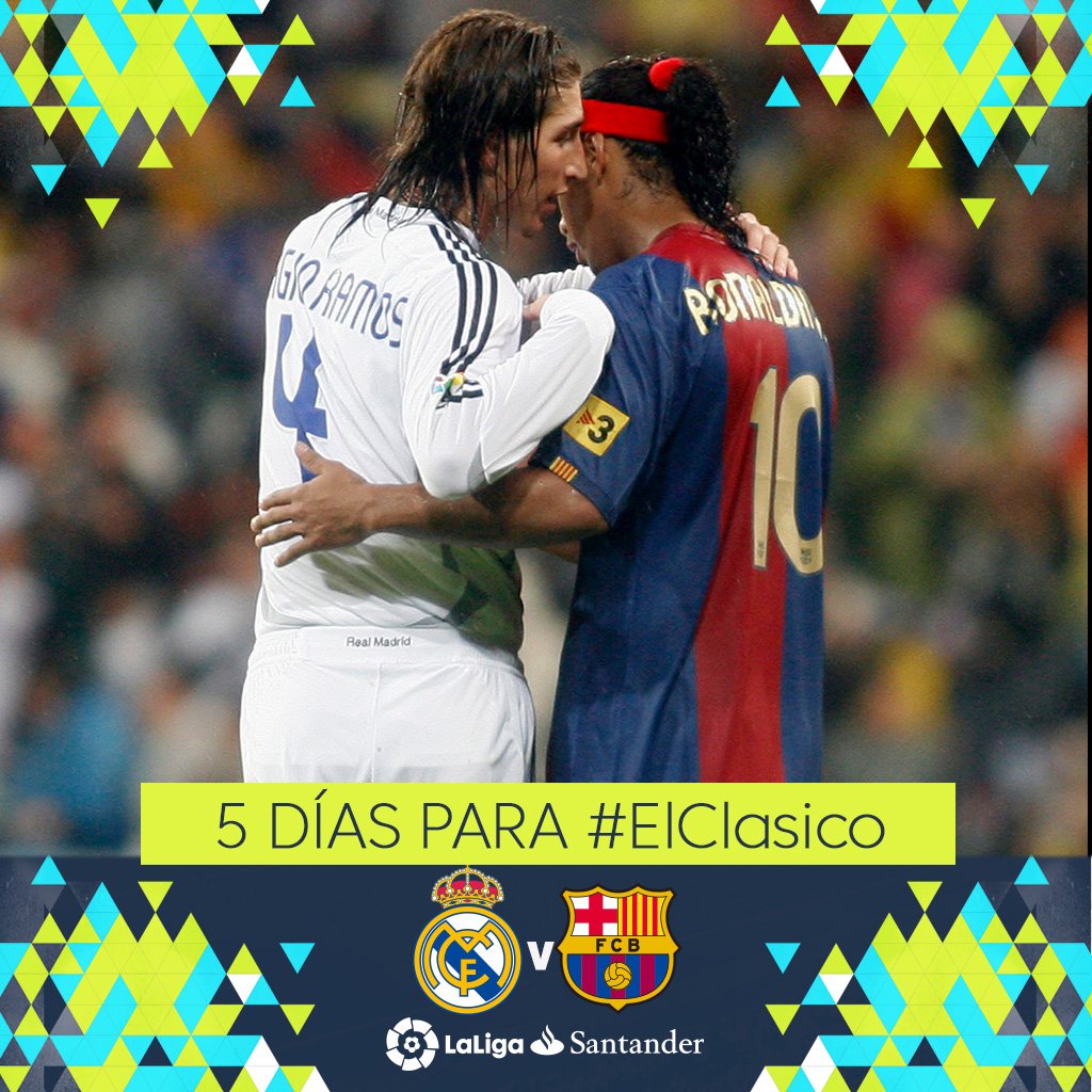 LaLiga's tweet photo. Tic tac, tic tac... ⏰

¡Cinco días para #ElClásico! 🔥 https://t.co/hAQbpMmq1a