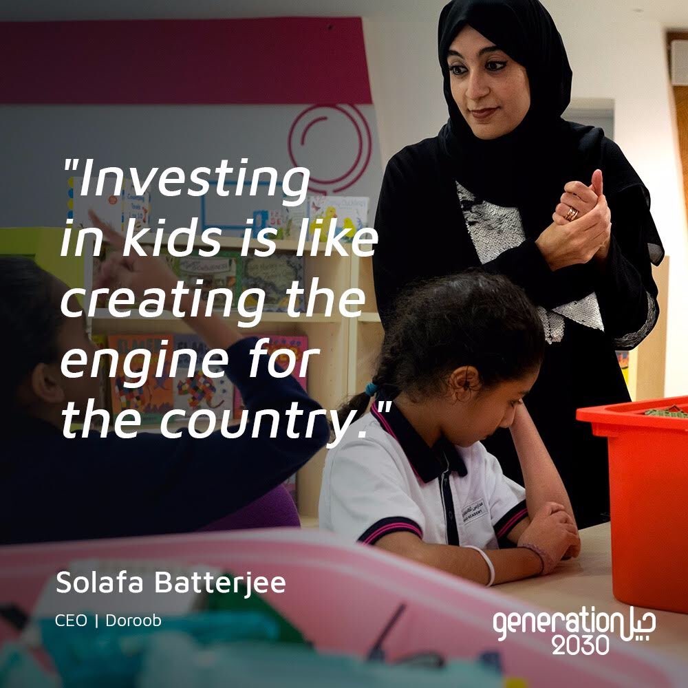 generation2030's tweet photo. With @DoroobSA, @SolafaBatterjee wants to help socially and financially challenged children develop emotional intelligence to make them the leaders of tomorrow. #Gen2030 https://t.co/L1bmJXjpwP https://t.co/5zKAOCFZvQ
