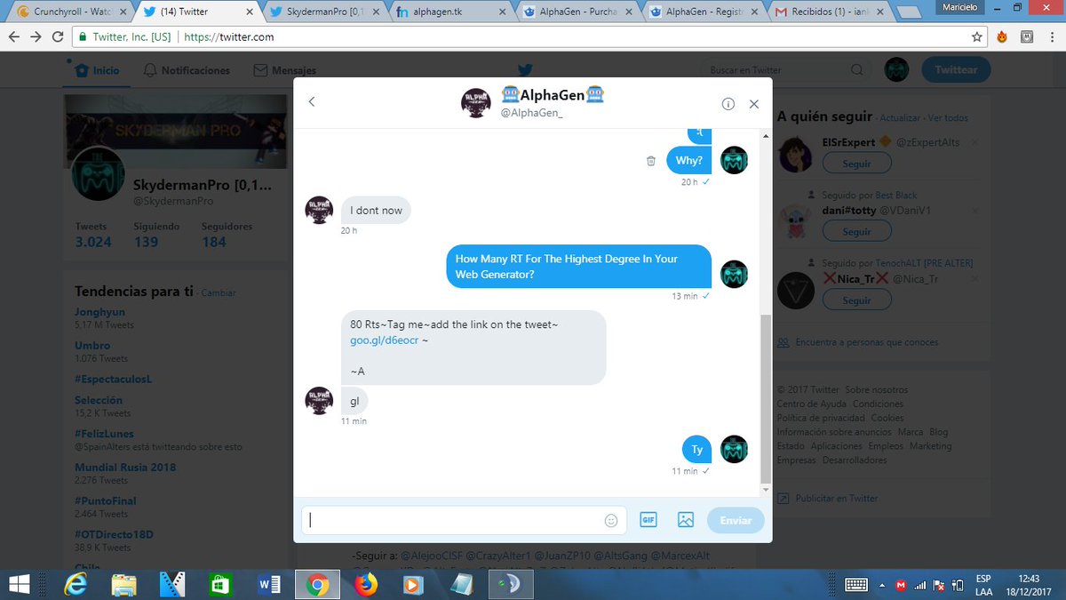 SkydermanPro's tweet photo. 💢AYUDA💢
@AlphaGen_
Me Dara Rango En Su Generador Web
Por #80RT
Tal Vez Te Pueda Caer En Tu MD (Spotify, MC, Netflix, Origin, UPlay, etc)
Todos Tienen Que Seguirlo!!
Ayuda:
@MrPakoAlts
@KalemAlts
@FardexYT
@ZuperAlts
@VicxorAlt
@byVarela6
@SEBASATLS
@PobreDeVicente https://t.co/5gG8Wny4Yu