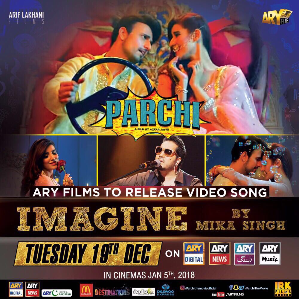 FarooqHareem's tweet photo. Get Ready people! ‘Imagine’, my personal favourite, coming out tomorrow!❤️
#Parchi #5thjan2018 #promotions #imagine #billohai #ParchiWillBlowYourMind #ComingThisWinter #AnotherHitINC #deawoo
@parchithemovieofficial @aryfilmsofficial https://t.co/3dBFnCWU2x