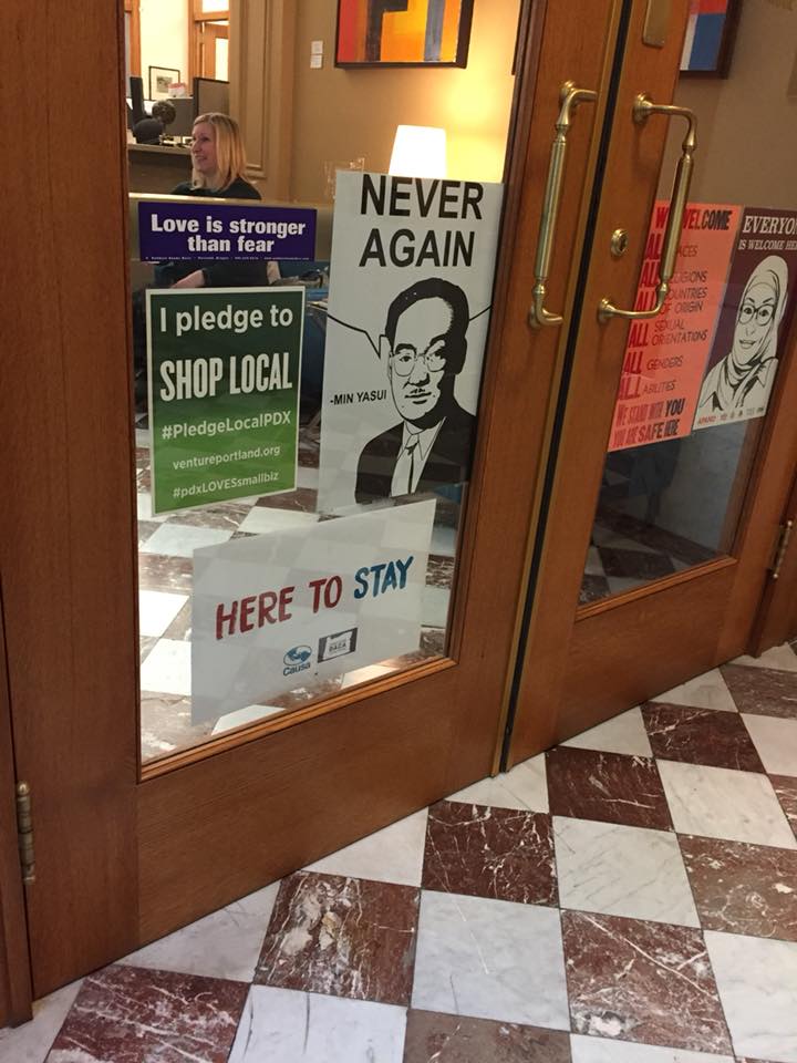 VenturePortland's tweet photo. Spotted @CommishFish office at City Hall! With just #oneweekleft before #Christmas, pledge to keep your hard-earned money #homefortheholidays by shopping locally and supporting the neighborhood businesses that make Portland Portland. #PledgeLocalPDX #ShopSmall #holidayshopping https://t.co/eE7QSHJ4xU