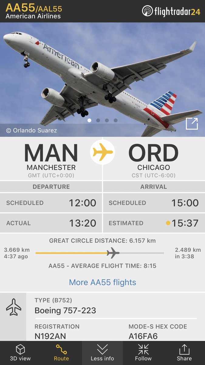 FlightIntl's tweet photo. American Airlines flight #AA55 from Manchester to Chicago is diverting to Goose Bay (YYR) https://t.co/B4vUSOLqxO https://t.co/XeLQ9Rc6OO