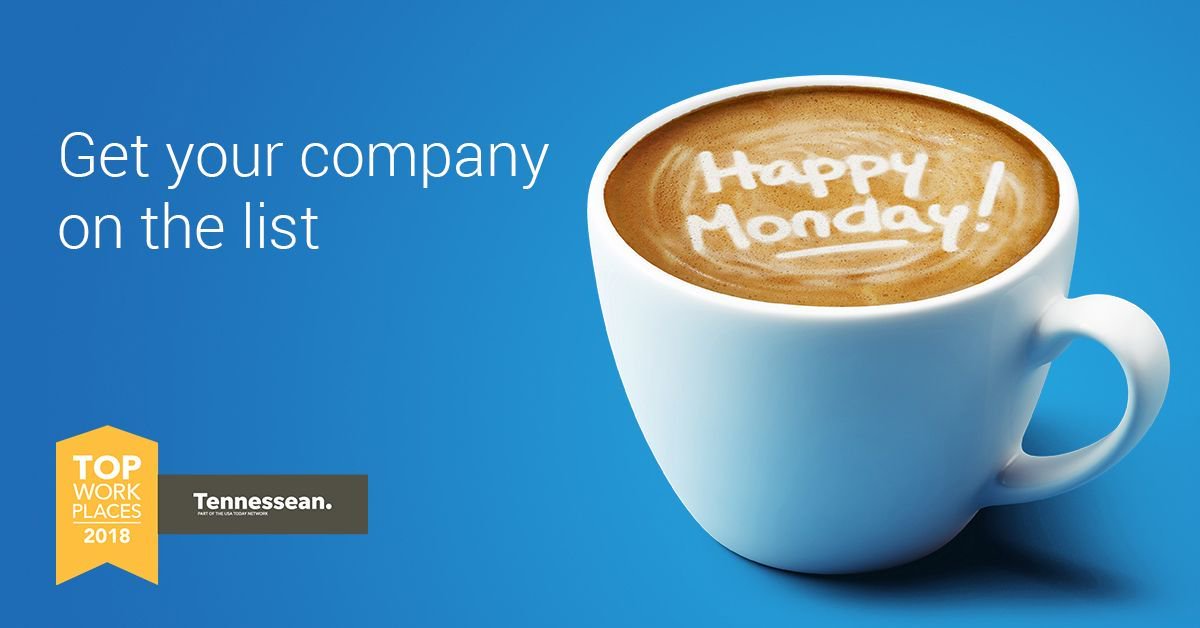 USATODAYTN's tweet photo. If your workplace is great, don’t keep it a secret. Celebrate with Top Workplaces. https://t.co/eRutwwwi2Y https://t.co/JgHTCf85E7