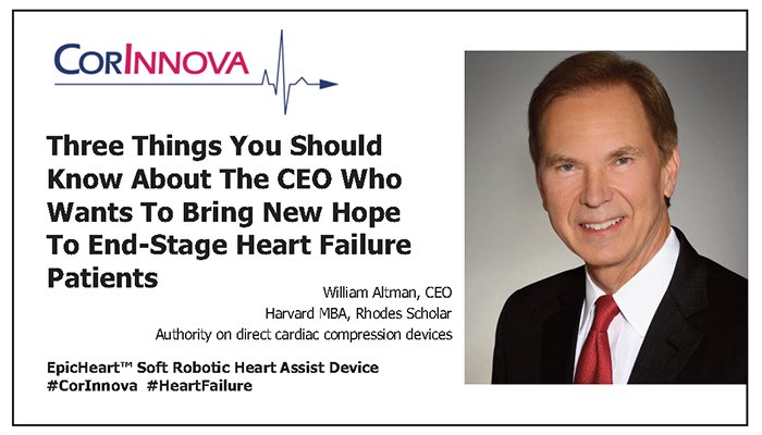 corinnova's tweet photo. #CorInnova #HeartFailure William Altman leads CorInnova's efforts to develop a new approach for treating end-stage Heart Failure: EpicHeart™ https://t.co/5dW80WSal8 https://t.co/M4QdUSUBab
