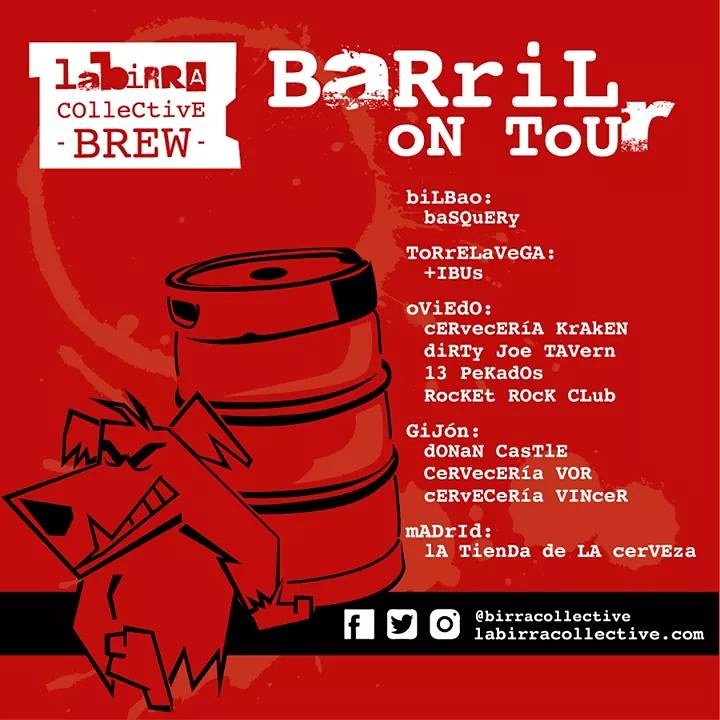 BIRRAcollective's tweet photo. Cómo mandan los cánones, tras la presentación en sociedad, toca tour! ¿A dónde se van los barriles de #laBIRRAcollective esta vez? Pues a un montón de sitios, incluso fuera de #asturias... Elige dónde la catarás! https://t.co/1vbx1FfVPg