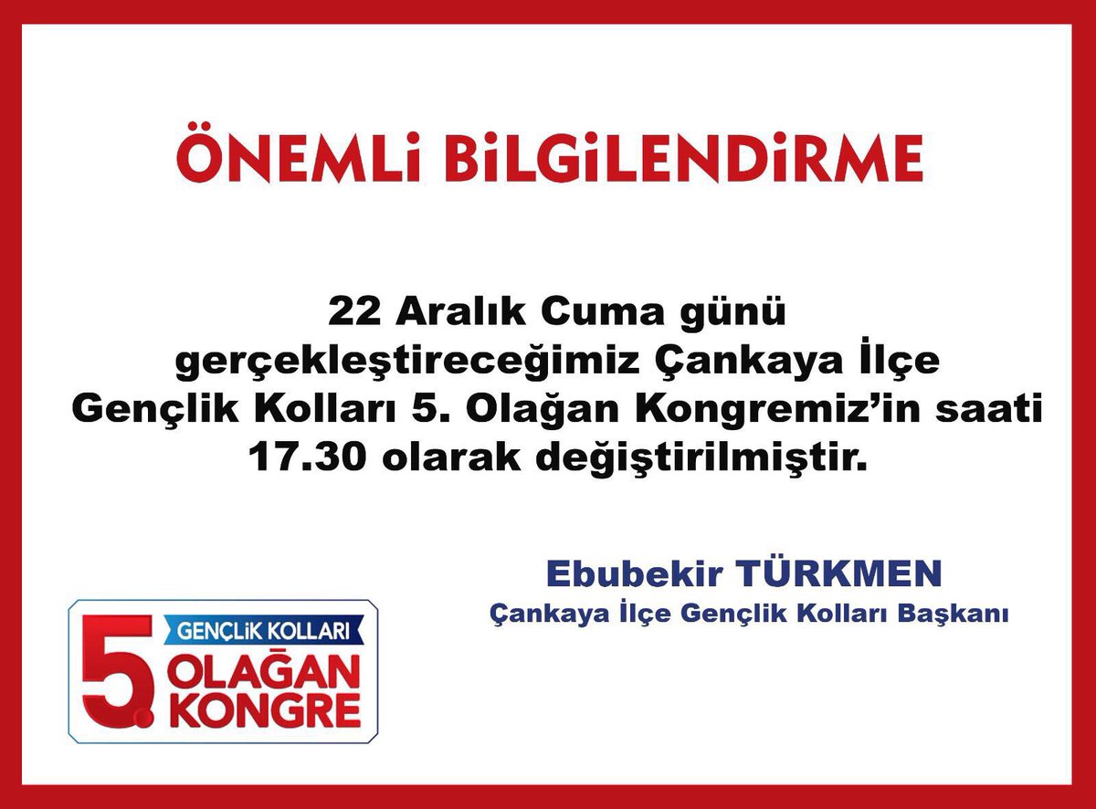 Değerli Dostlar kongre saati değişmiştir bilginize.