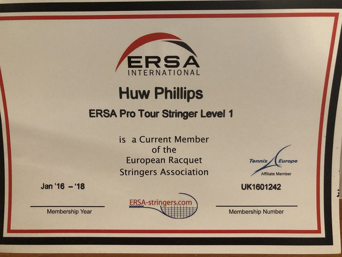 racketspec's tweet photo. Very proud to join this club @ERSA_UK @ErsaStringers 👊💪#ersastringing #ProTourStringer https://t.co/y0uc6ssZgk