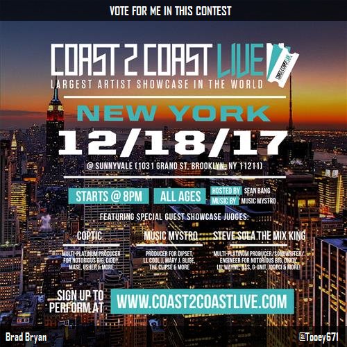 2loudPros's tweet photo. Vote for me to perform for $50K at #NYC All Ages Edition 12/18/17! https://t.co/y144Mykp7N #Coast2Coast https://t.co/liDc1noEdA
