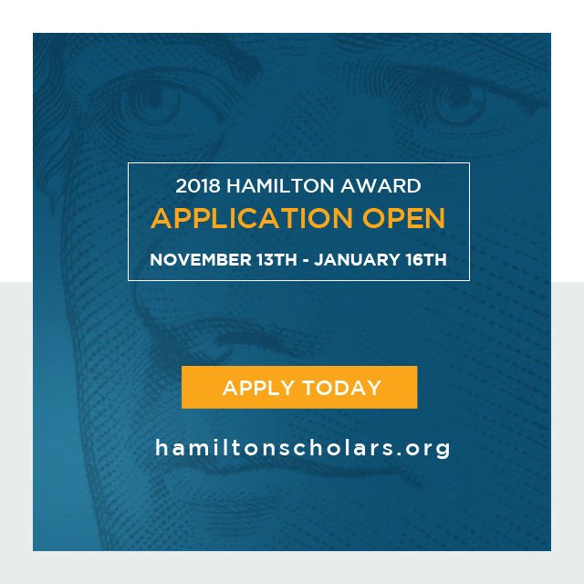 HamiltonScholar's tweet image. Just one month left to apply! Take your shot and apply today! "No matter what challenges lie ahead, I know that I will always have someone from the Hamilton Program to support me.” Beatriz Najera (2015) #HSJuniors #Opportunity #HamFam #TakeYourShot ow.ly/LNoQ30hiQfn