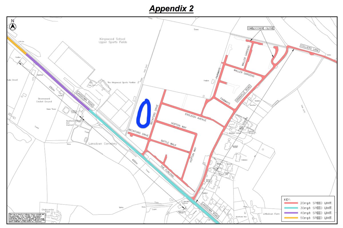awjre's tweet image. WHY, given the choice between a 20mph and a 30mph proposal, provided by the officers, did HE chose to go with a 30mph scheme? He made it abundantly clear he was against 20mph on principal and acted on it. 
Appendix 1 current, Appendix 2 20mph, Appendix 3 30mph. School = Blue