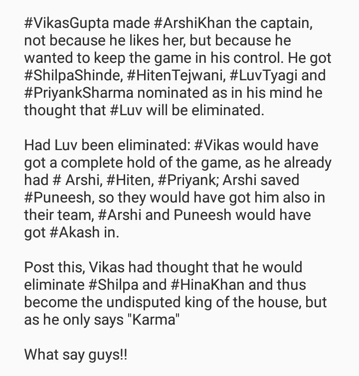 isalilsand's tweet photo. My analysis of the so called plan that #VikasGupta had made, but it got busted. Do read it carefully and give me your feedback. #BB11 #BiggBoss11 #BiggBoss11 #ColorsTV #WeekEndKaVaar #WeekEndKaVaarWithSalman https://t.co/tc1sSla8tX