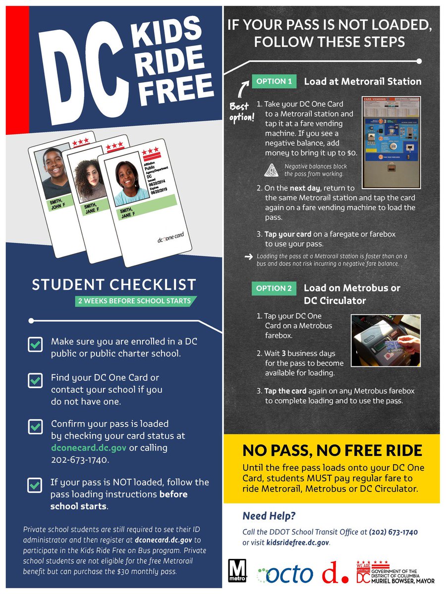 Metrorailinfo's tweet photo. Hey @dcpublicschools students!  Negative balance on your #DCOneCard? Bring it to a zero $ balance before Jan 8 to keep riding! More info: https://t.co/FI5zH4TXko] #EveryDayCounts #wmata https://t.co/hvuWFRcsB8